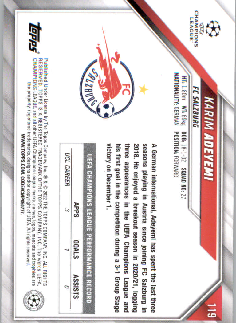 2021/2022 Topps UEFA Champions League Soccer "Main Set" Base Cards #1 to #200 - Picture 217 of 369