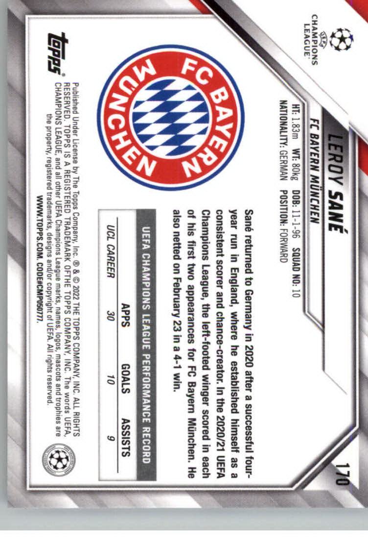 2021-22 TOPPS UEFA CHAMPIONS LEAGUE SOCCER ASSORTED SINGLES U-PICK