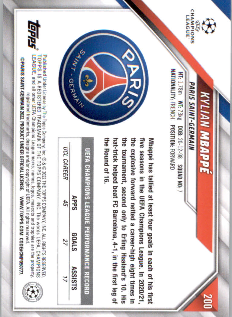 2021/2022 Topps UEFA Champions League Soccer "Main Set" Base Cards #1 to #200 - Picture 369 of 369