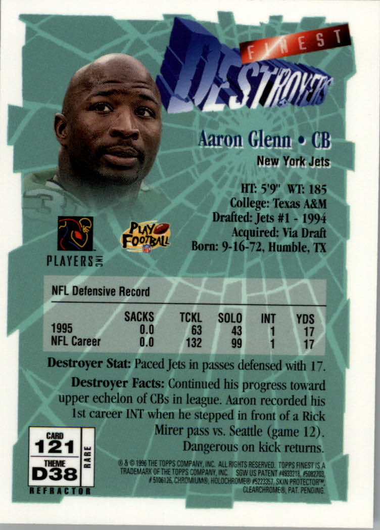 1996 Finest Football "Refractors" Parallel Cards - Picture 19 of 59