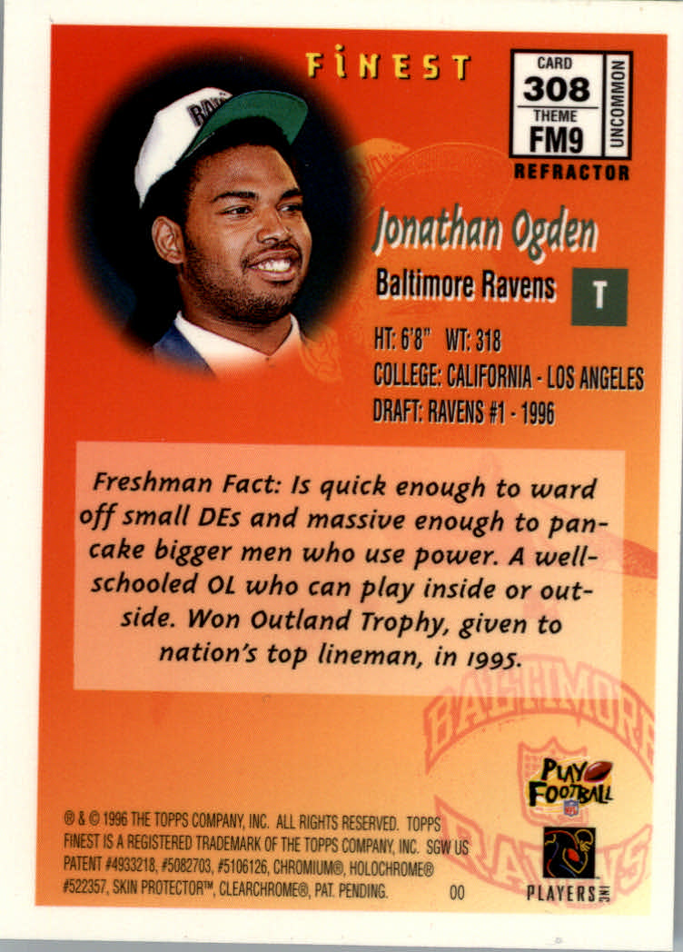 1996 Finest Football "Refractors" Parallel Cards - Picture 41 of 59