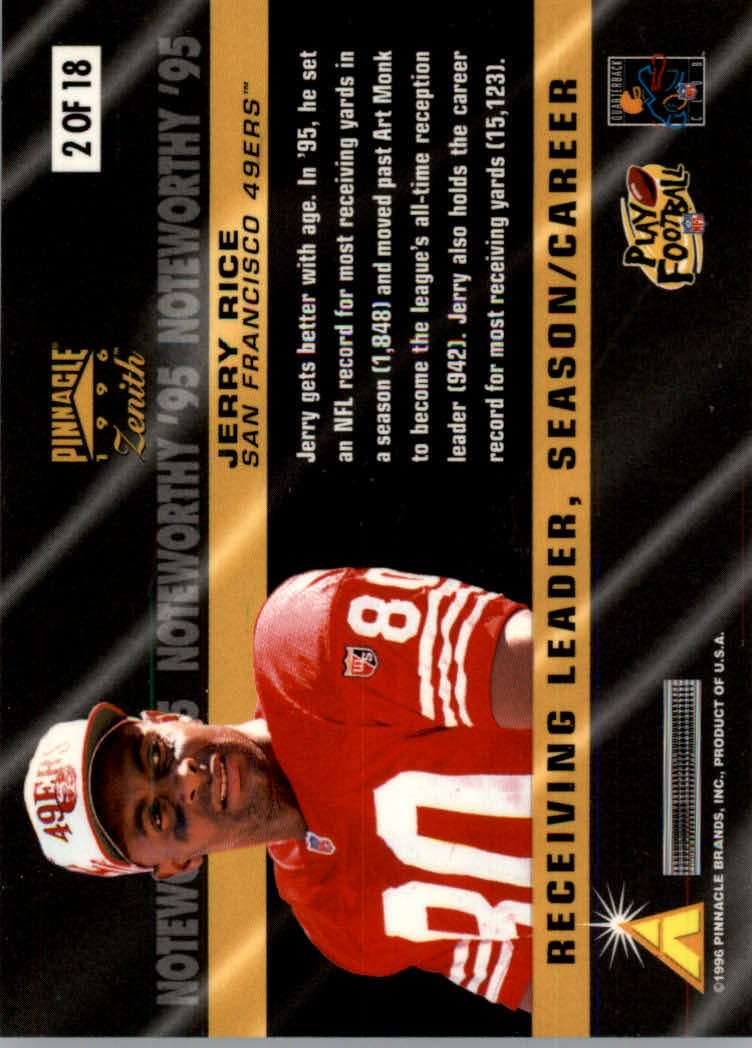 Tarjetas insertadas de fútbol americano Zenith 1996 "Notable '95" - Imagen 3 de 18