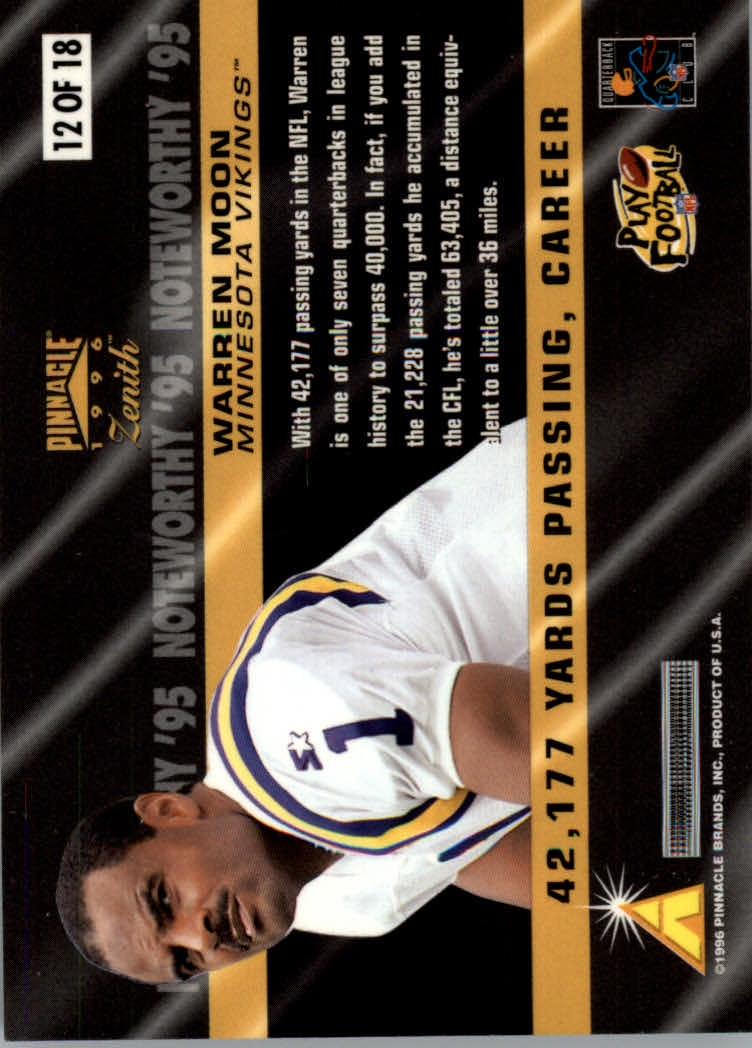 Tarjetas insertadas de fútbol americano Zenith 1996 "Notable '95" - Imagen 9 de 18