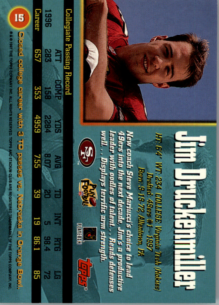 1997 Stadium Club Football "Main Set" Cards #1 to #200 Rookies and Veterans - Picture 24 of 334
