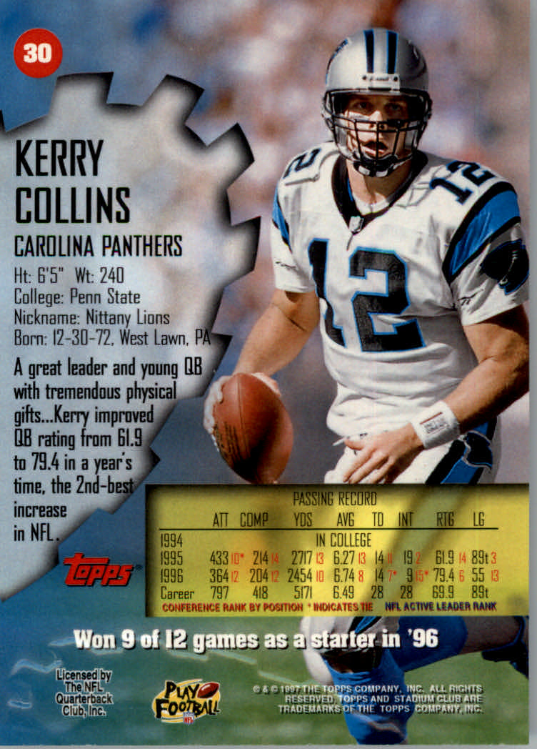 1997 Stadium Club Football "Main Set" Cards #1 to #200 Rookies and Veterans - Picture 46 of 334