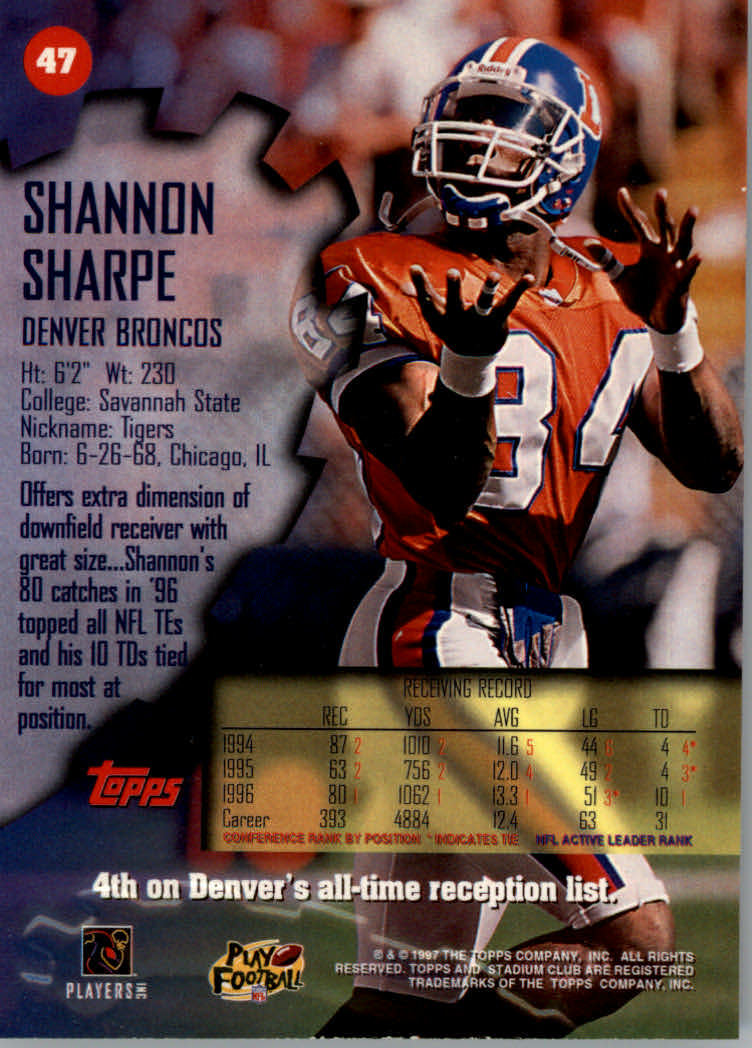 1997 Stadium Club Football "Main Set" Cards #1 to #200 Rookies and Veterans - Picture 77 of 334