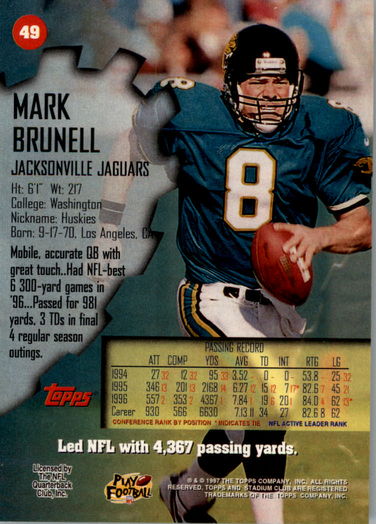 1997 Stadium Club Football "Main Set" Cards #1 to #200 Rookies and Veterans - Picture 81 of 334