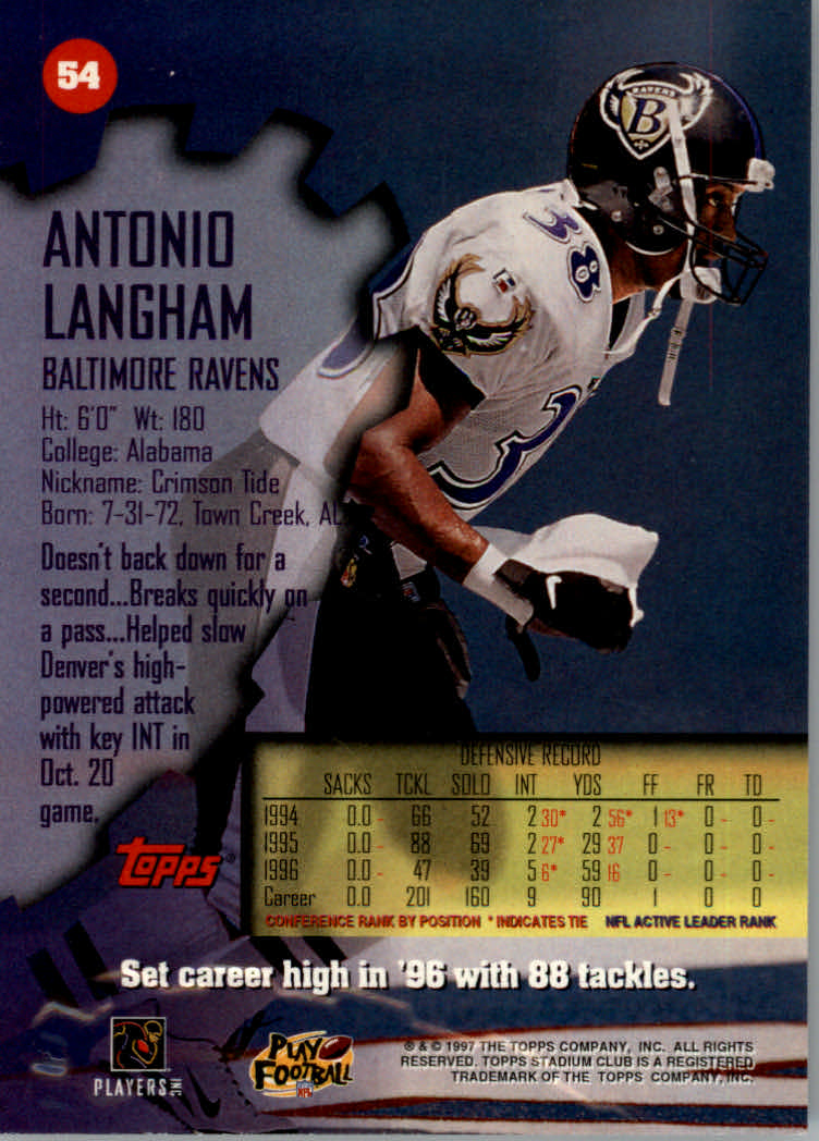 1997 Stadium Club Football "Main Set" Cards #1 to #200 Rookies and Veterans - Picture 89 of 334