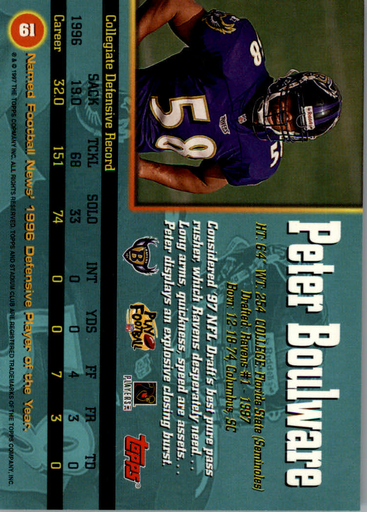 1997 Stadium Club Football "Main Set" Cards #1 to #200 Rookies and Veterans - Picture 101 of 334