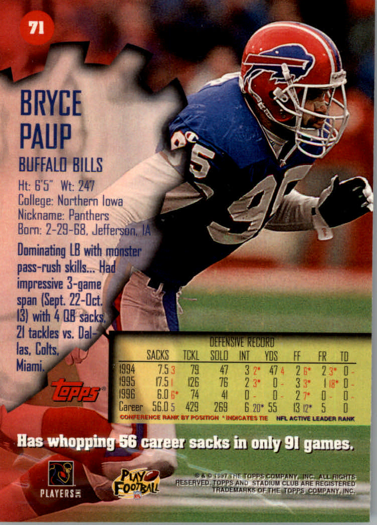1997 Stadium Club Football "Main Set" Cards #1 to #200 Rookies and Veterans - Picture 115 of 334
