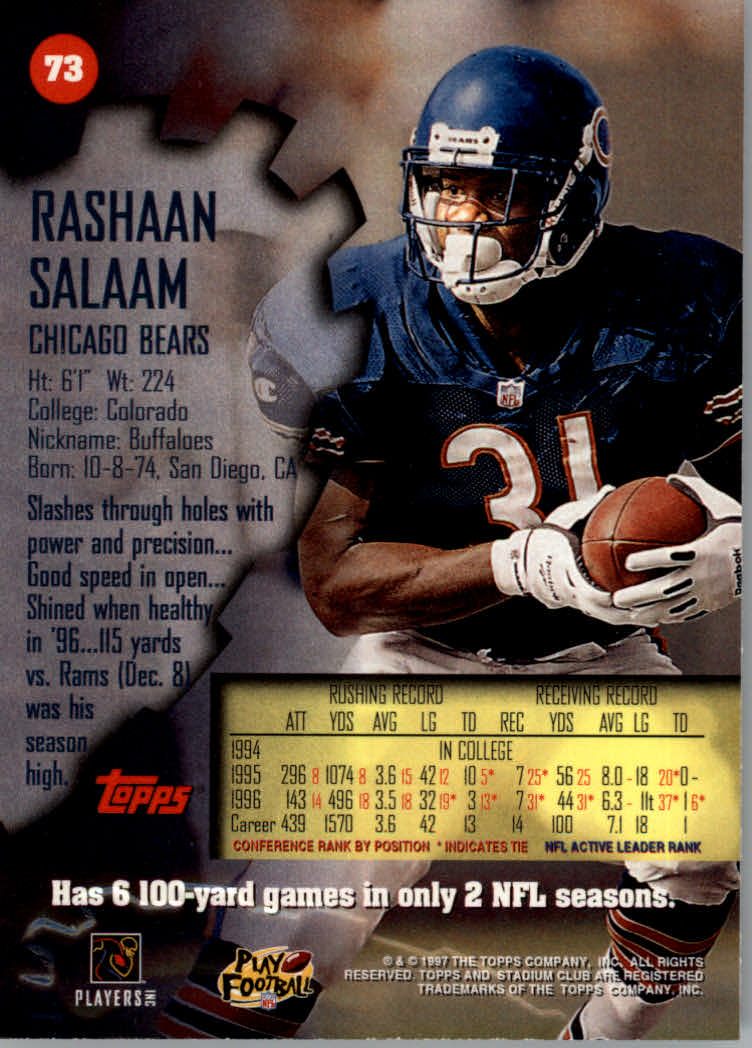 1997 Stadium Club Football "Main Set" Cards #1 to #200 Rookies and Veterans - Picture 119 of 334