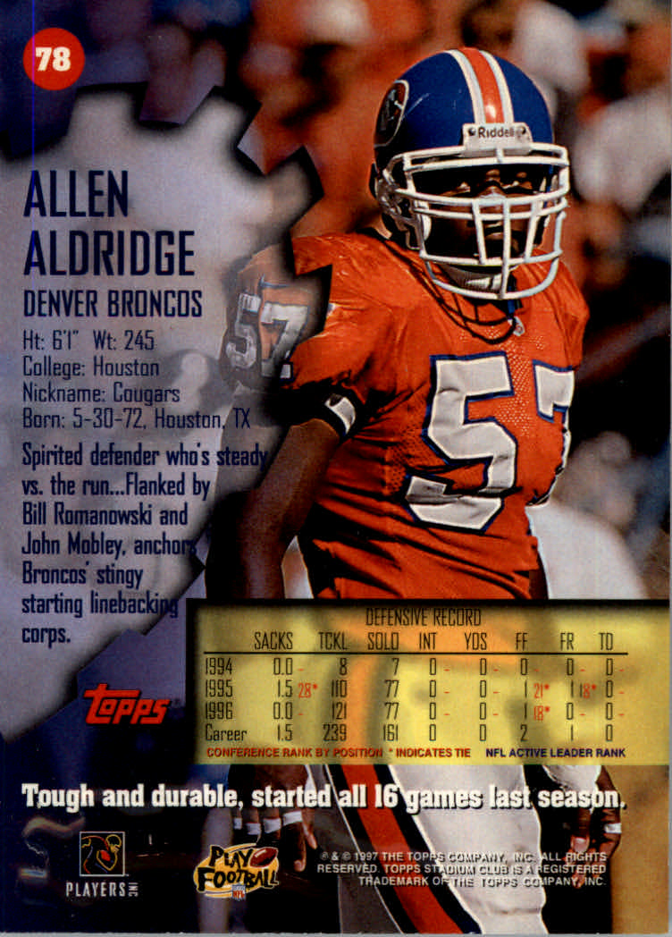 1997 Stadium Club Football "Main Set" Cards #1 to #200 Rookies and Veterans - Picture 125 of 334