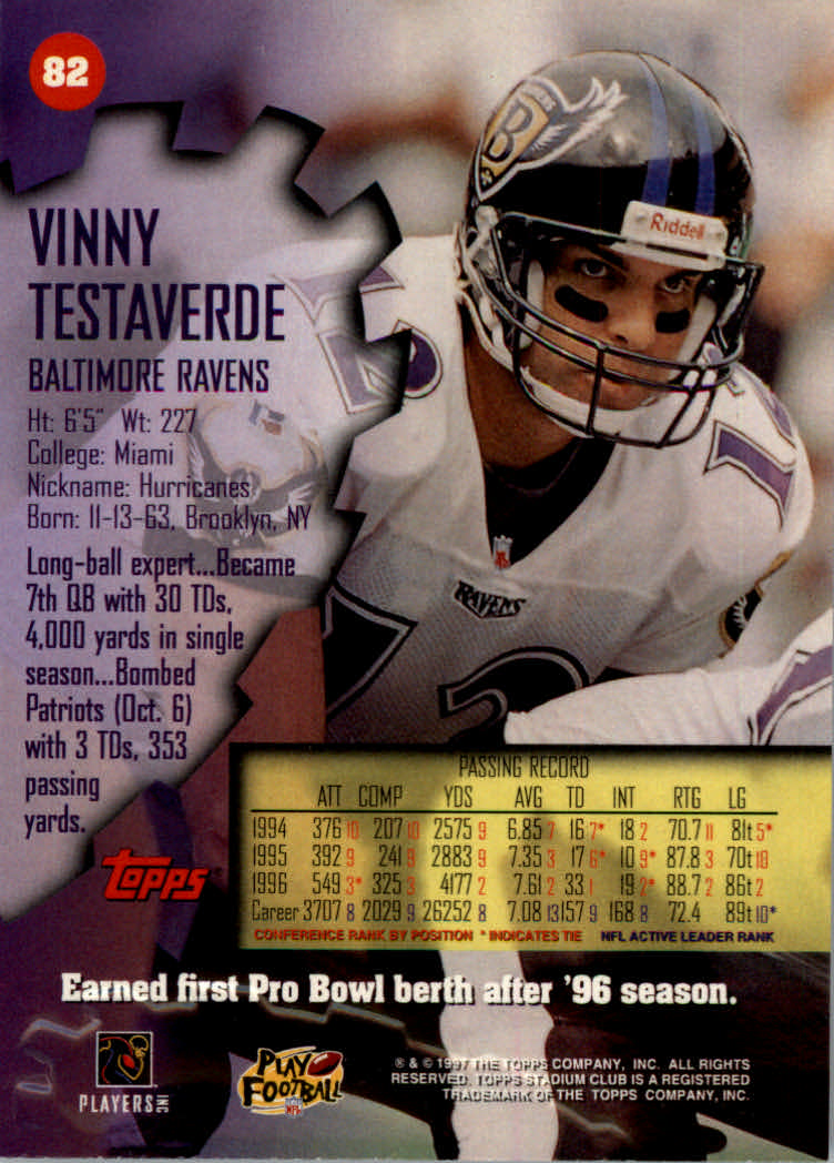 1997 Stadium Club Football "Main Set" Cards #1 to #200 Rookies and Veterans - Picture 132 of 334