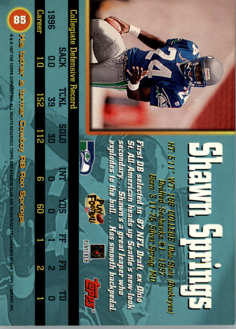 1997 Stadium Club Football "Main Set" Cards #1 to #200 Rookies and Veterans - Picture 138 of 334
