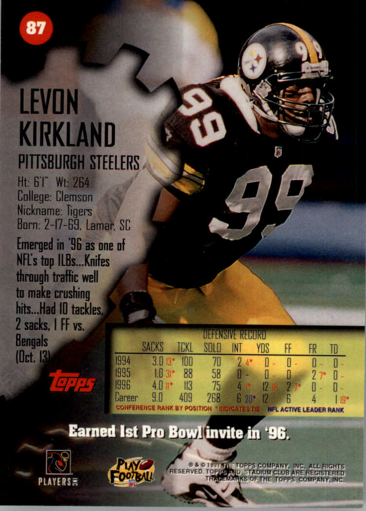 1997 Stadium Club Football "Main Set" Cards #1 to #200 Rookies and Veterans - Picture 142 of 334
