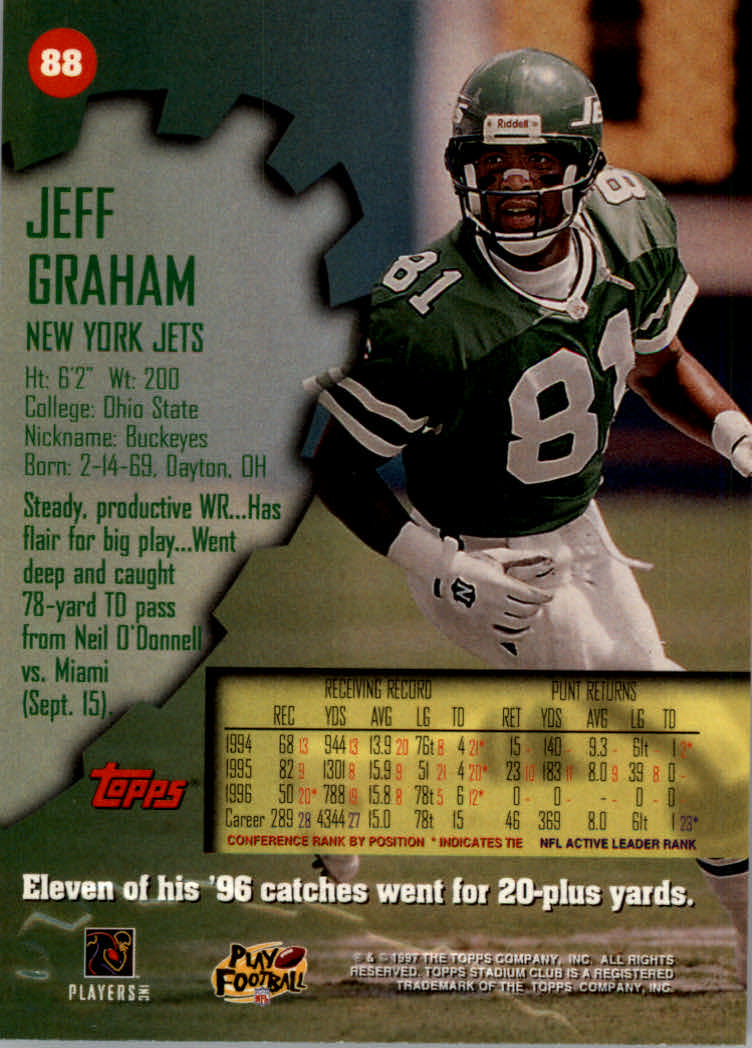 1997 Stadium Club Football "Main Set" Cards #1 to #200 Rookies and Veterans - Picture 144 of 334