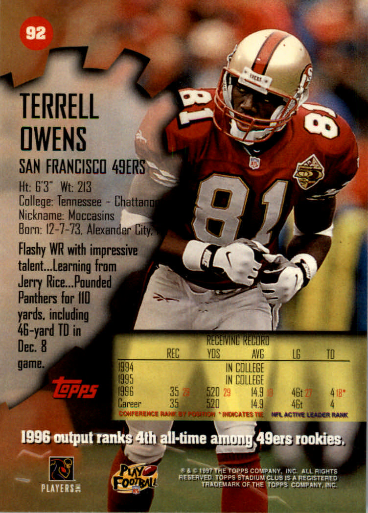 1997 Stadium Club Football "Main Set" Cards #1 to #200 Rookies and Veterans - Picture 152 of 334
