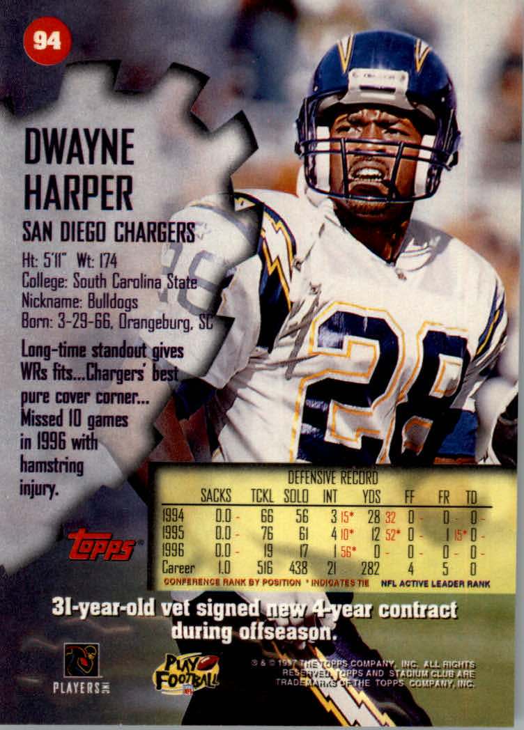 1997 Stadium Club Football "Main Set" Cards #1 to #200 Rookies and Veterans - Picture 156 of 334