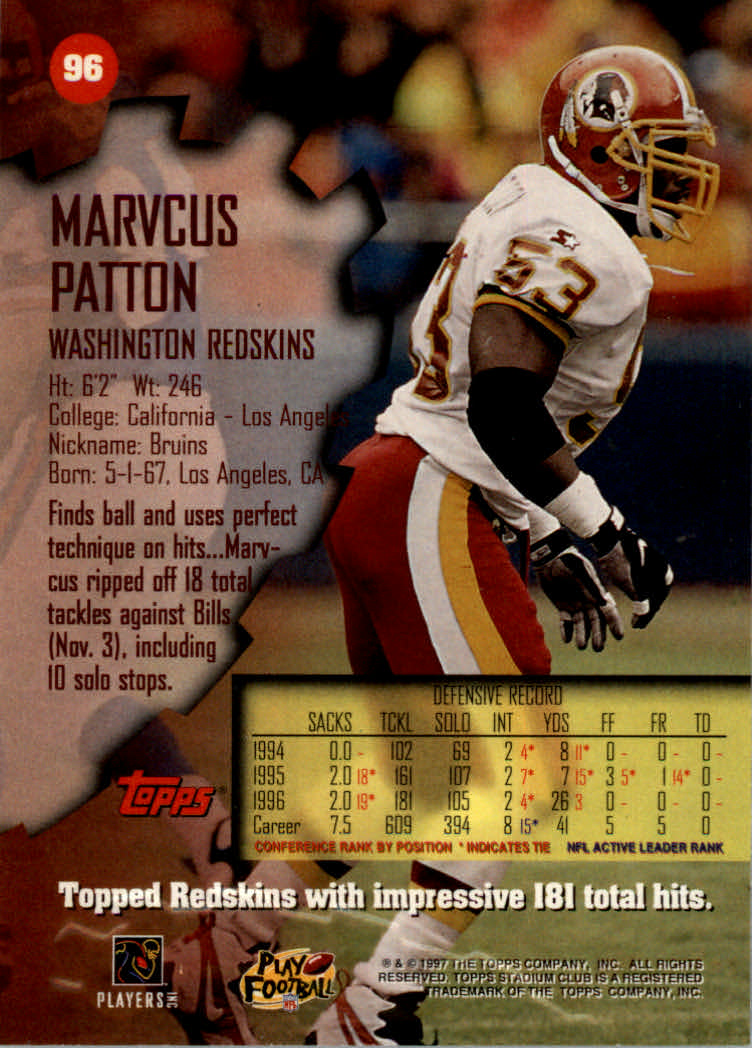 1997 Stadium Club Football "Main Set" Cards #1 to #200 Rookies and Veterans - Picture 160 of 334