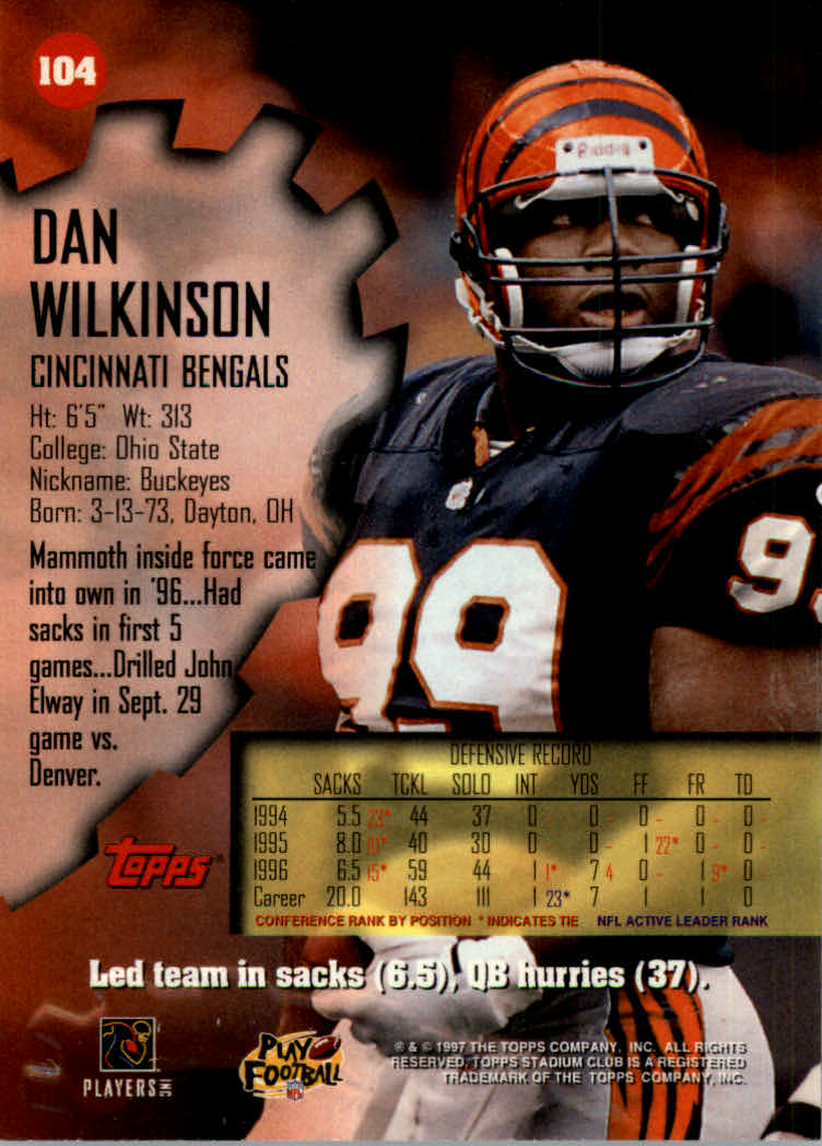1997 Stadium Club Football "Main Set" Cards #1 to #200 Rookies and Veterans - Picture 172 of 334