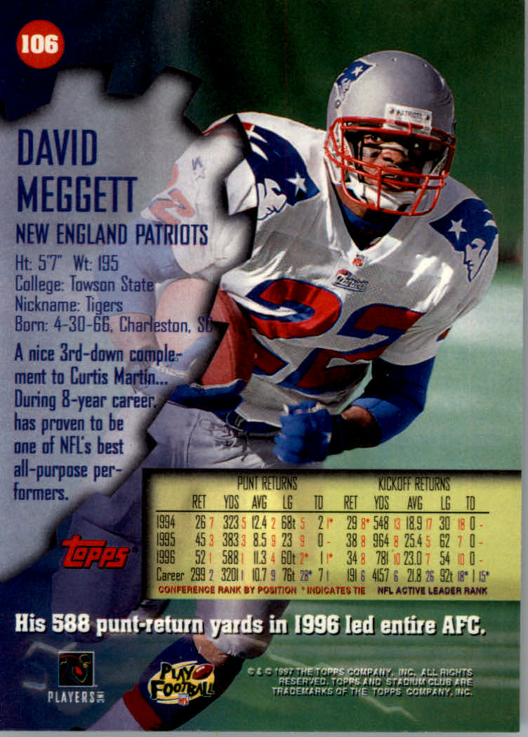 1997 Stadium Club Football "Main Set" Cards #1 to #200 Rookies and Veterans - Picture 174 of 334