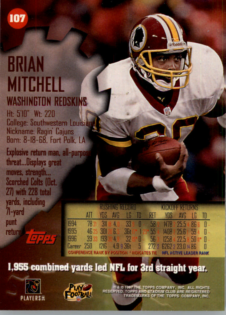 1997 Stadium Club Football "Main Set" Cards #1 to #200 Rookies and Veterans - Picture 176 of 334