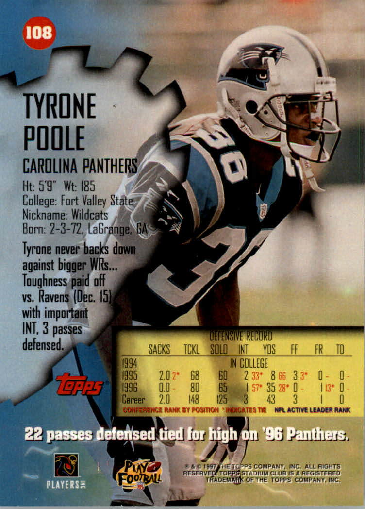 1997 Stadium Club Football "Main Set" Cards #1 to #200 Rookies and Veterans - Picture 178 of 334