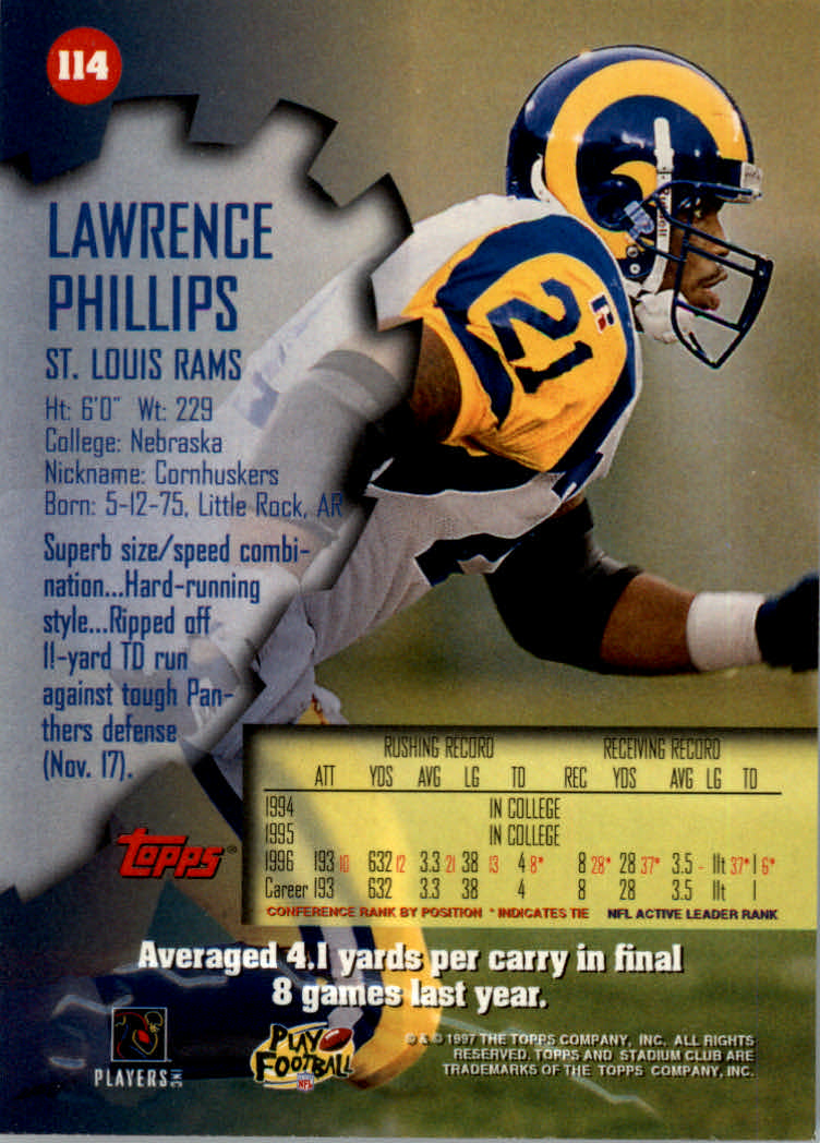1997 Stadium Club Football "Main Set" Cards #1 to #200 Rookies and Veterans - Picture 188 of 334