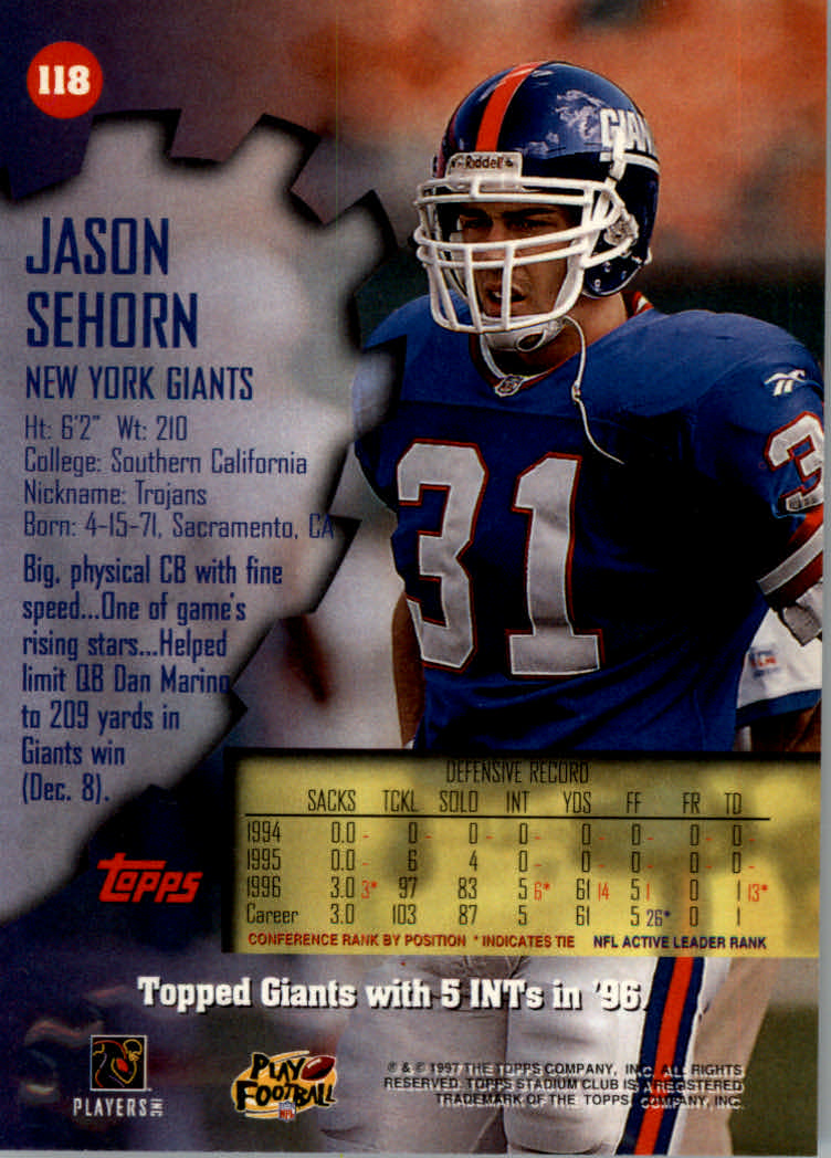 1997 Stadium Club Football "Main Set" Cards #1 to #200 Rookies and Veterans - Picture 196 of 334