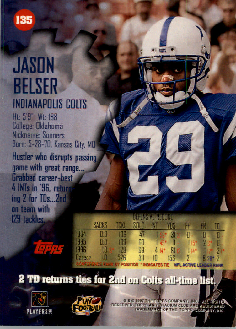 1997 Stadium Club Football "Main Set" Cards #1 to #200 Rookies and Veterans - Picture 228 of 334