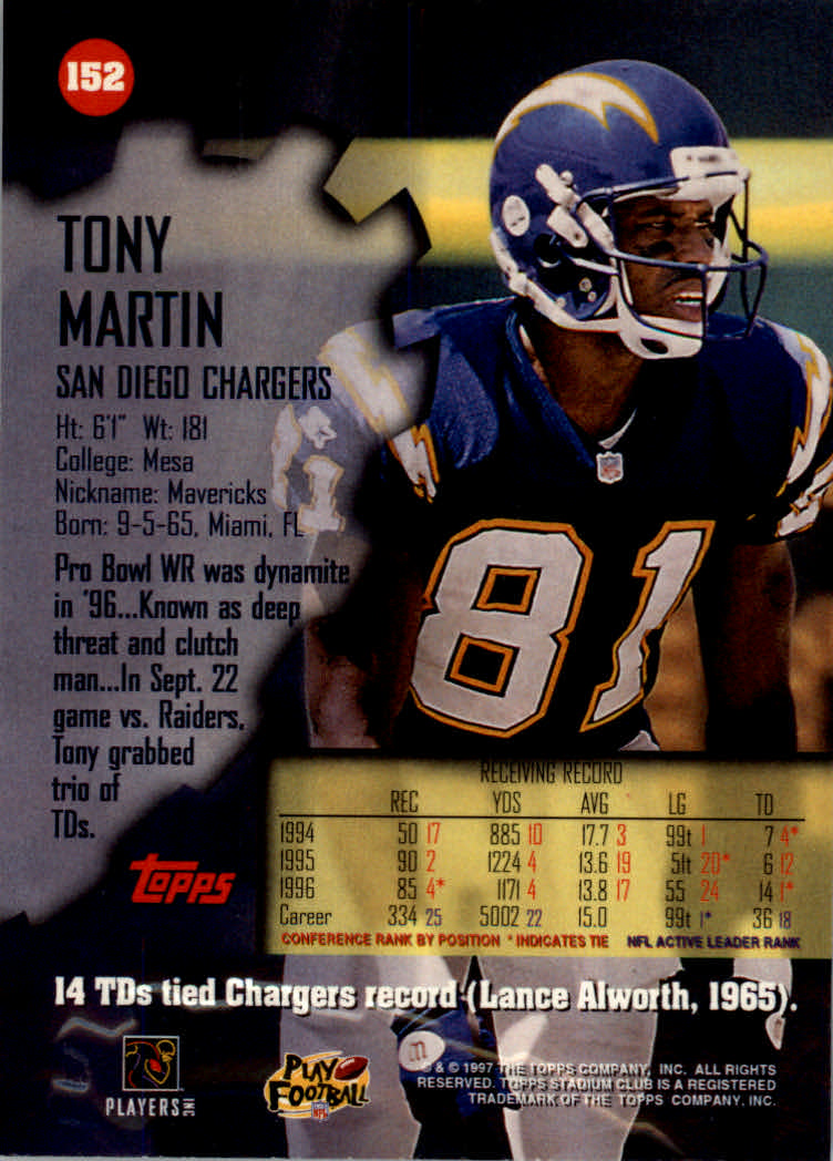 1997 Stadium Club Football "Main Set" Cards #1 to #200 Rookies and Veterans - Picture 256 of 334