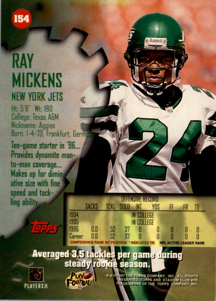 1997 Stadium Club Football "Main Set" Cards #1 to #200 Rookies and Veterans - Picture 260 of 334