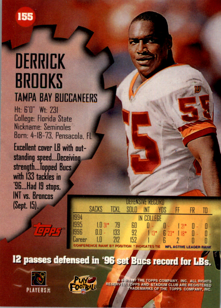 1997 Stadium Club Football "Main Set" Cards #1 to #200 Rookies and Veterans - Picture 262 of 334