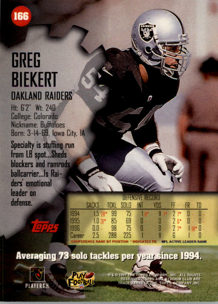 1997 Stadium Club Football "Main Set" Cards #1 to #200 Rookies and Veterans - Picture 278 of 334