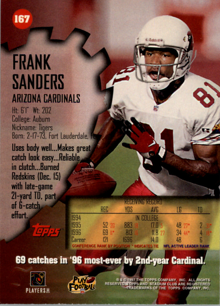 1997 Stadium Club Football "Main Set" Cards #1 to #200 Rookies and Veterans - Picture 280 of 334