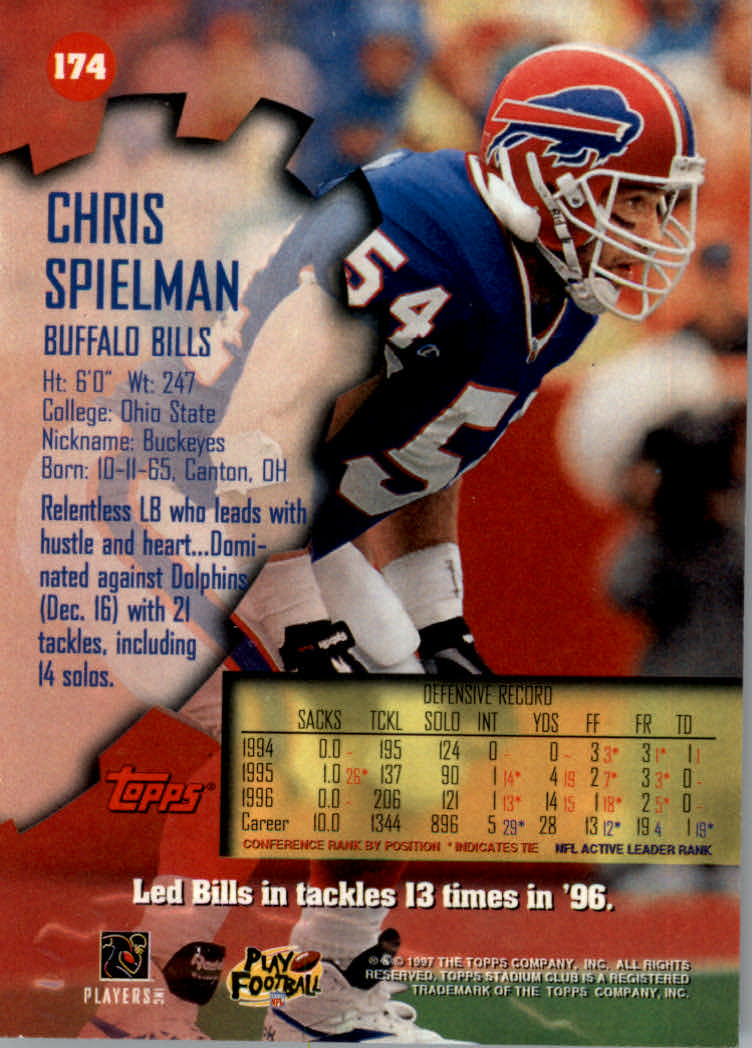 1997 Stadium Club Football "Main Set" Cards #1 to #200 Rookies and Veterans - Picture 290 of 334