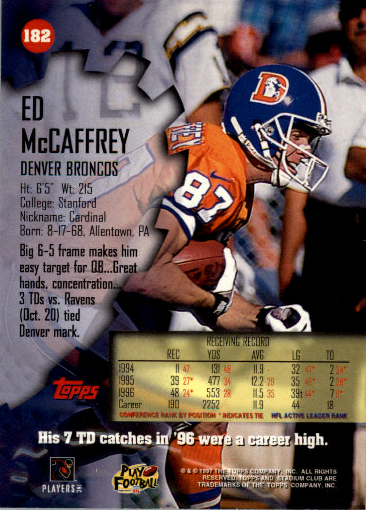 1997 Stadium Club Football "Main Set" Cards #1 to #200 Rookies and Veterans - Picture 304 of 334