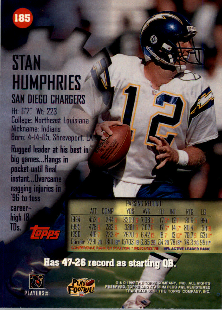 1997 Stadium Club Football "Main Set" Cards #1 to #200 Rookies and Veterans - Picture 308 of 334
