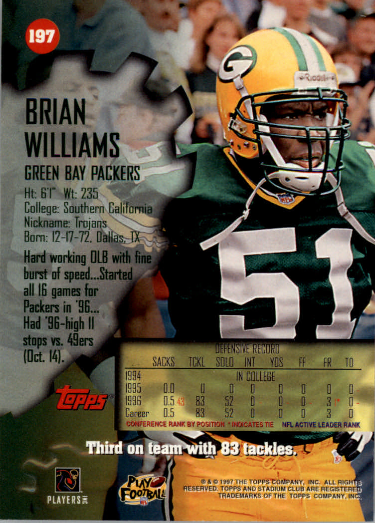 1997 Stadium Club Football "Main Set" Cards #1 to #200 Rookies and Veterans - Picture 328 of 334