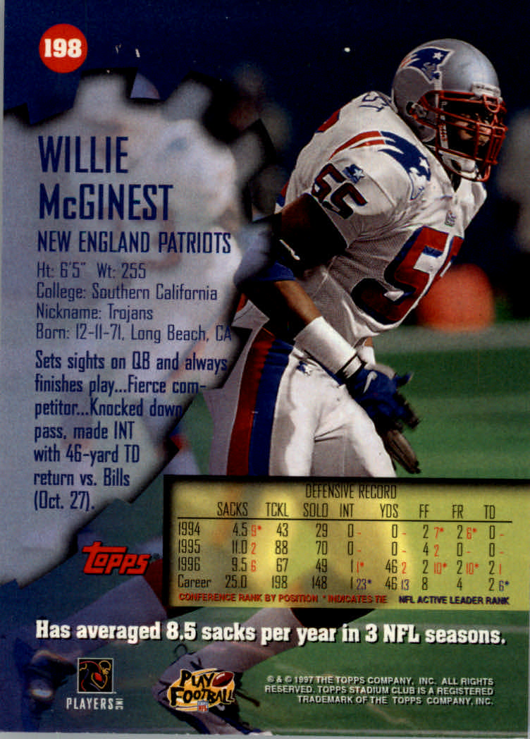 1997 Stadium Club Football "Main Set" Cards #1 to #200 Rookies and Veterans - Picture 330 of 334