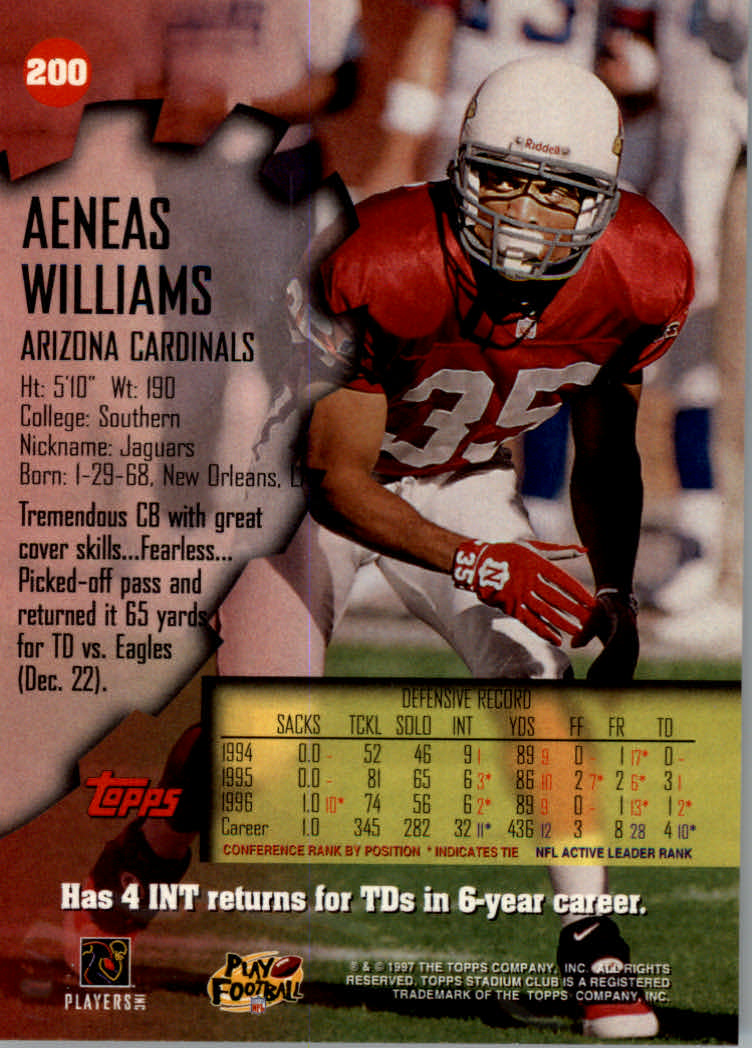 1997 Stadium Club Football "Main Set" Cards #1 to #200 Rookies and Veterans - Picture 334 of 334