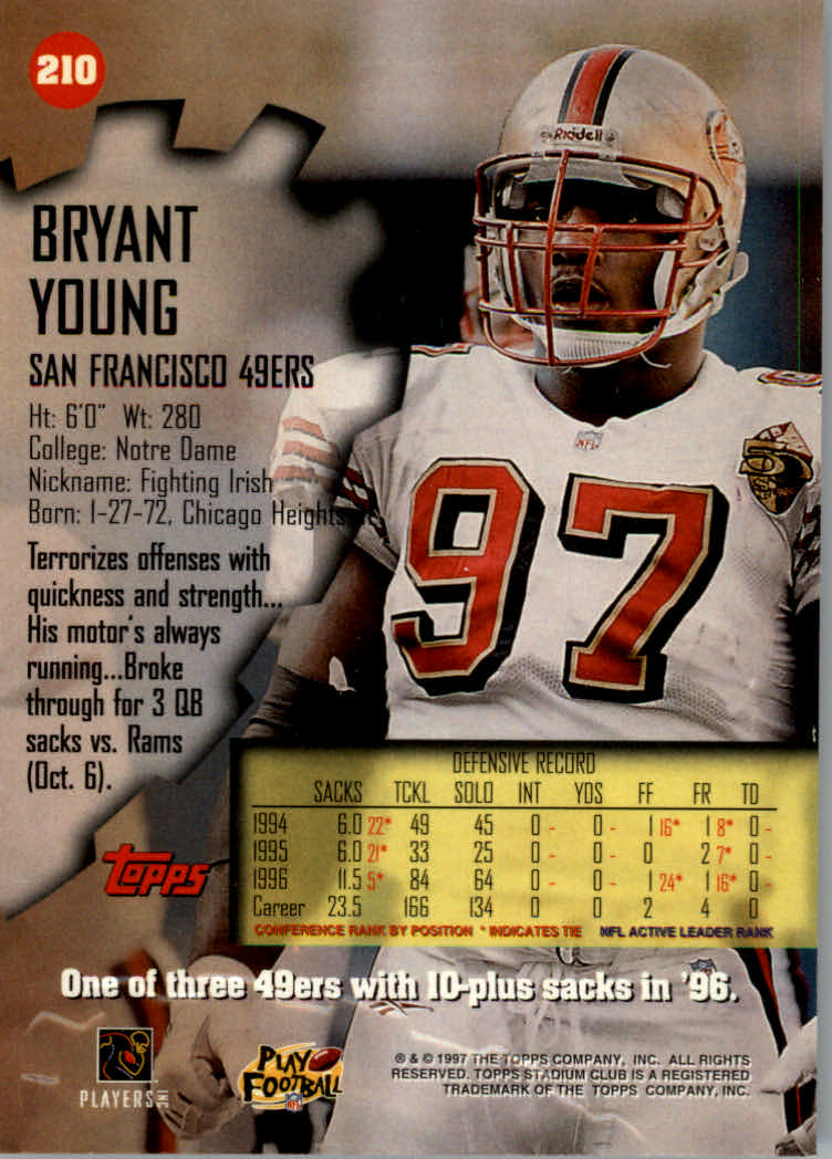 1997 Stadium Club Football "Main Set" Cards #201 to Checklists Rookies and Vets - Picture 21 of 252