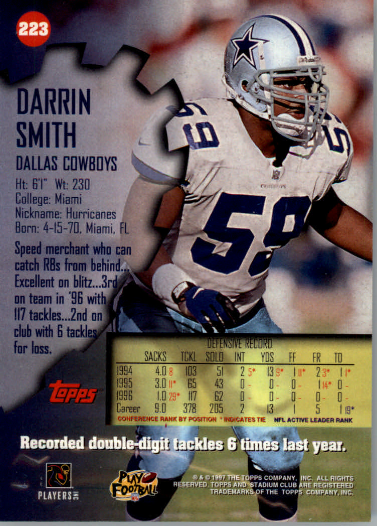 1997 Stadium Club Football "Main Set" Cards #201 to Checklists Rookies and Vets - Picture 38 of 252