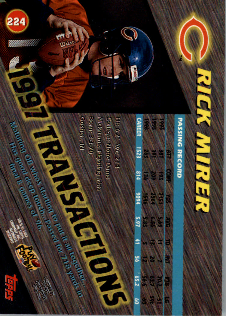 1997 Stadium Club Football "Main Set" Cards #201 to Checklists Rookies and Vets - Picture 40 of 252
