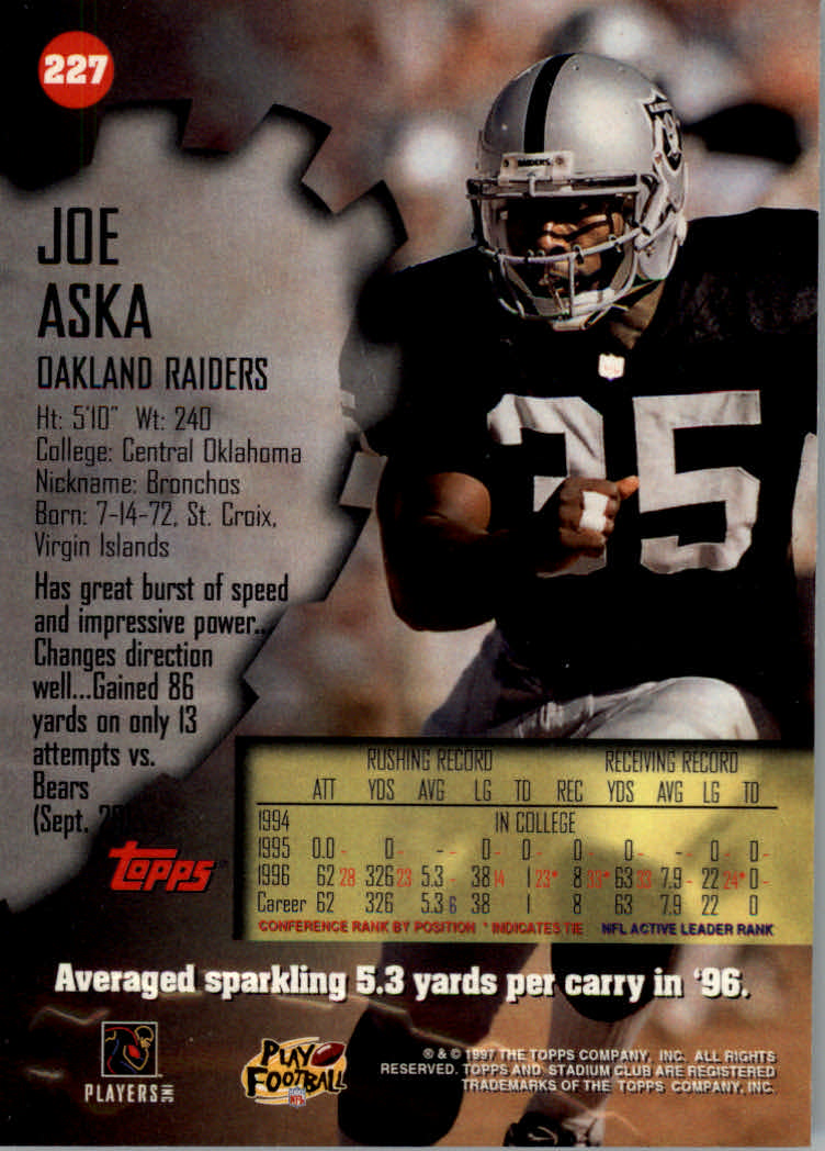 1997 Stadium Club Football "Main Set" Cards #201 to Checklists Rookies and Vets - Picture 44 of 252