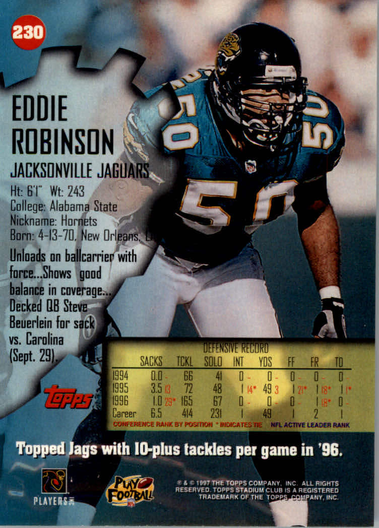 1997 Stadium Club Football "Main Set" Cards #201 to Checklists Rookies and Vets - Picture 50 of 252
