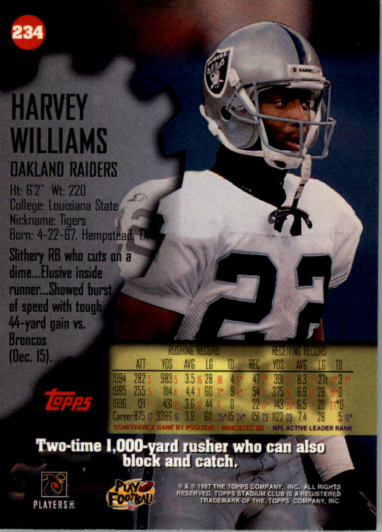 1997 Stadium Club Football "Main Set" Cards #201 to Checklists Rookies and Vets - Picture 56 of 252