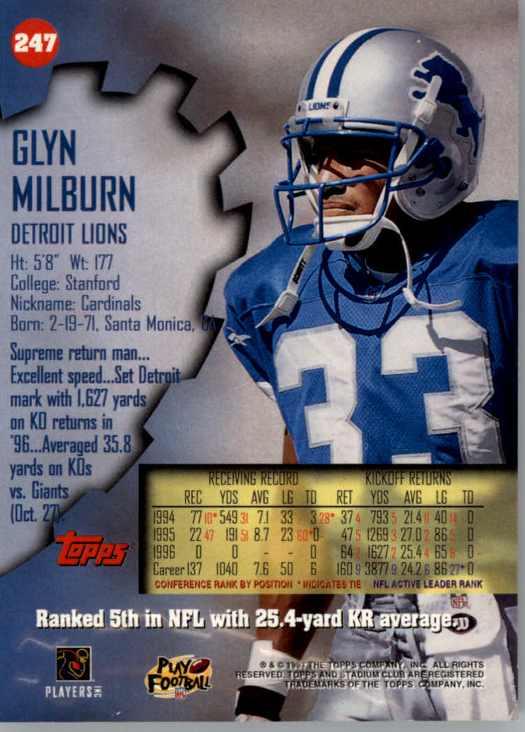 1997 Stadium Club Football "Main Set" Cards #201 to Checklists Rookies and Vets - Picture 76 of 252