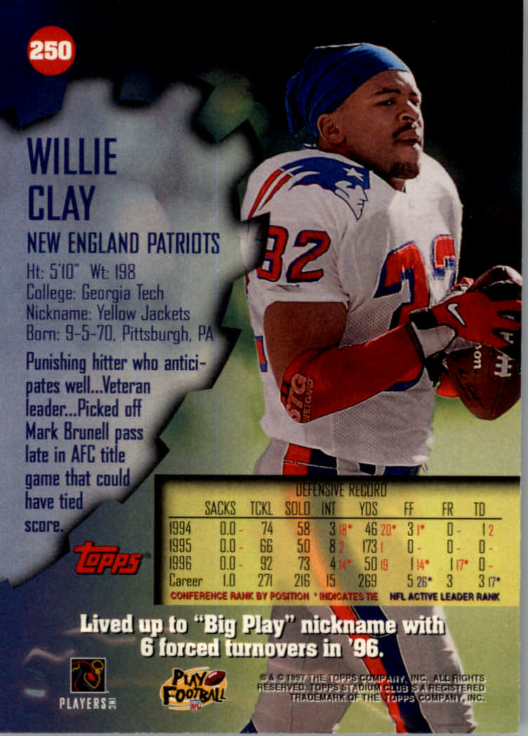 1997 Stadium Club Football "Main Set" Cards #201 to Checklists Rookies and Vets - Picture 82 of 252