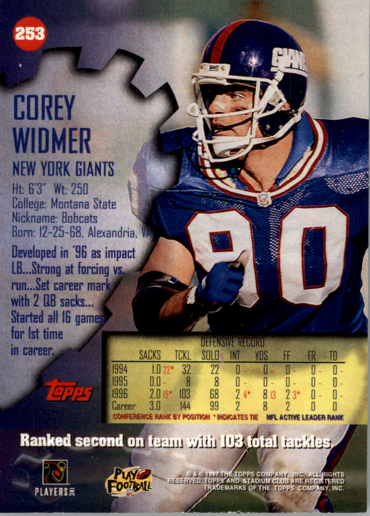 1997 Stadium Club Football "Main Set" Cards #201 to Checklists Rookies and Vets - Picture 86 of 252